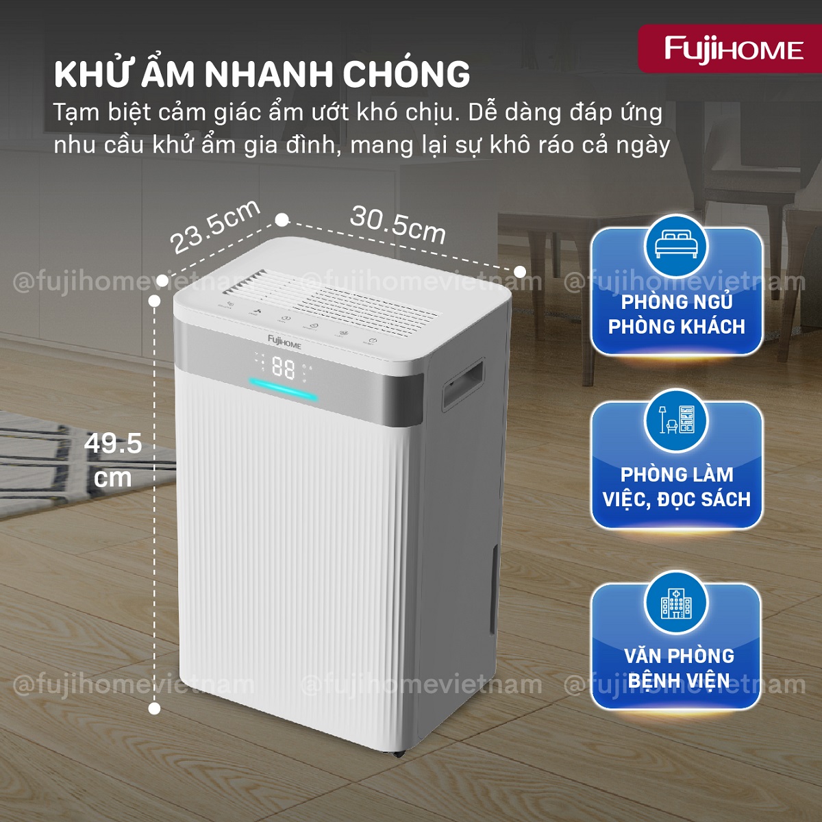 Máy hút ẩm dân dụng Fujihome DH16NW 