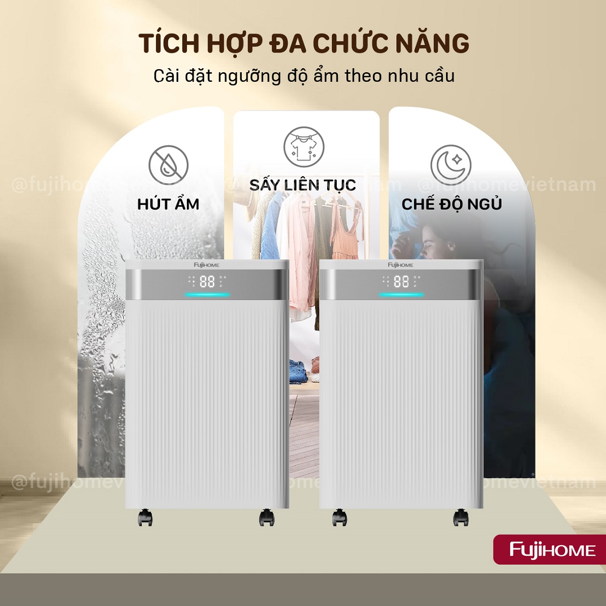 Máy hút ẩm dân dụng Fujihome DH16NW 