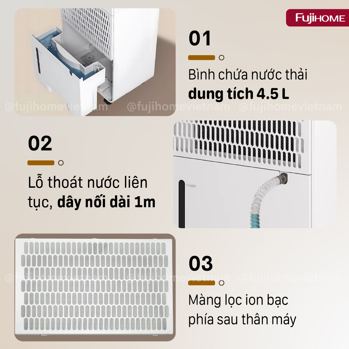 Máy hút ẩm dân dụng Fujihome DH16NW 