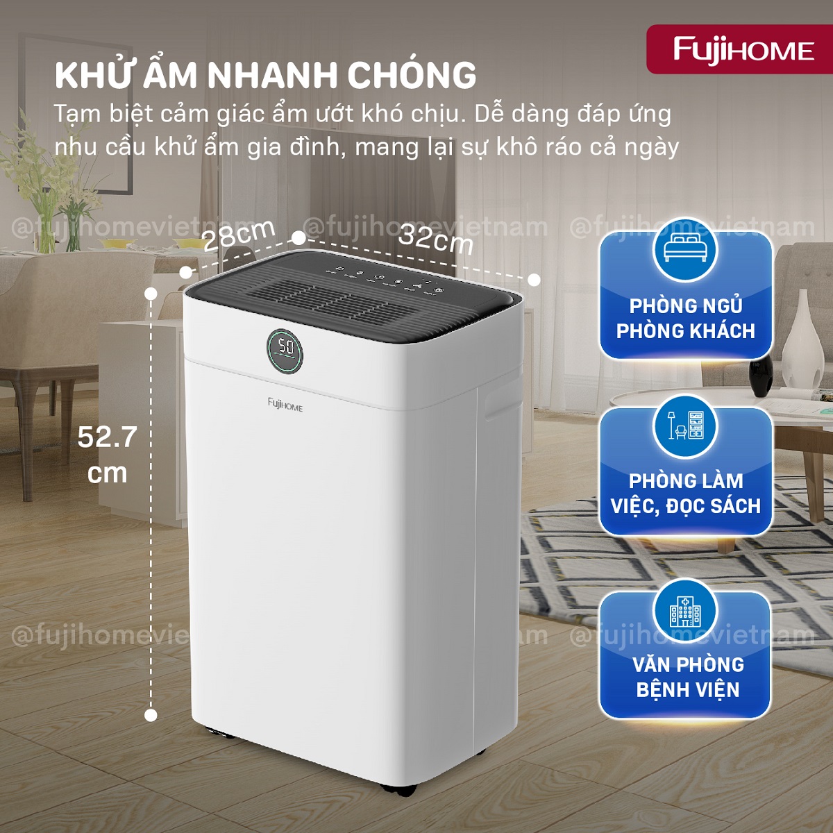 Máy hút ẩm dân dụng Fujihome DH16NW 