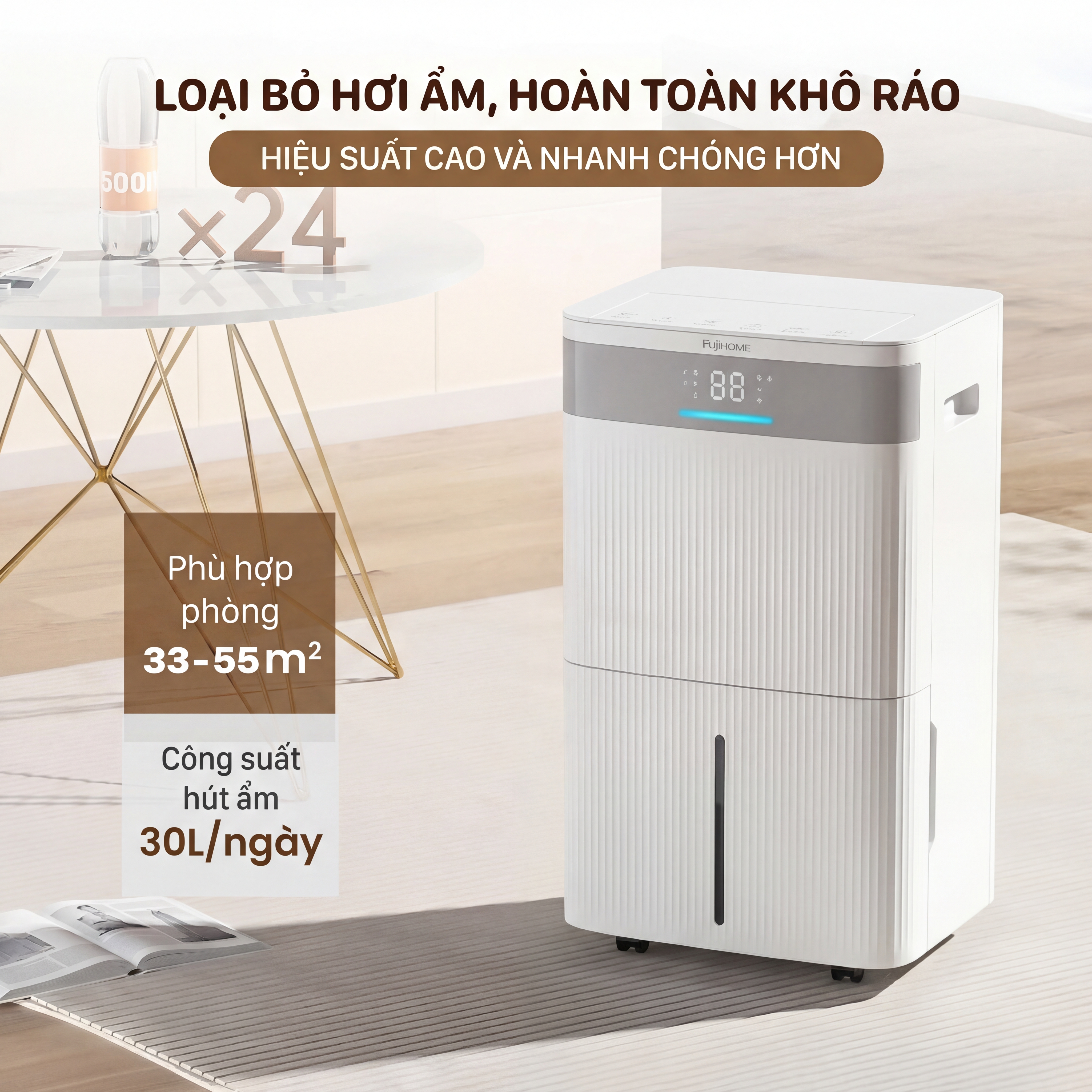 Máy hút ẩm dân dụng Fujihome DH30NW