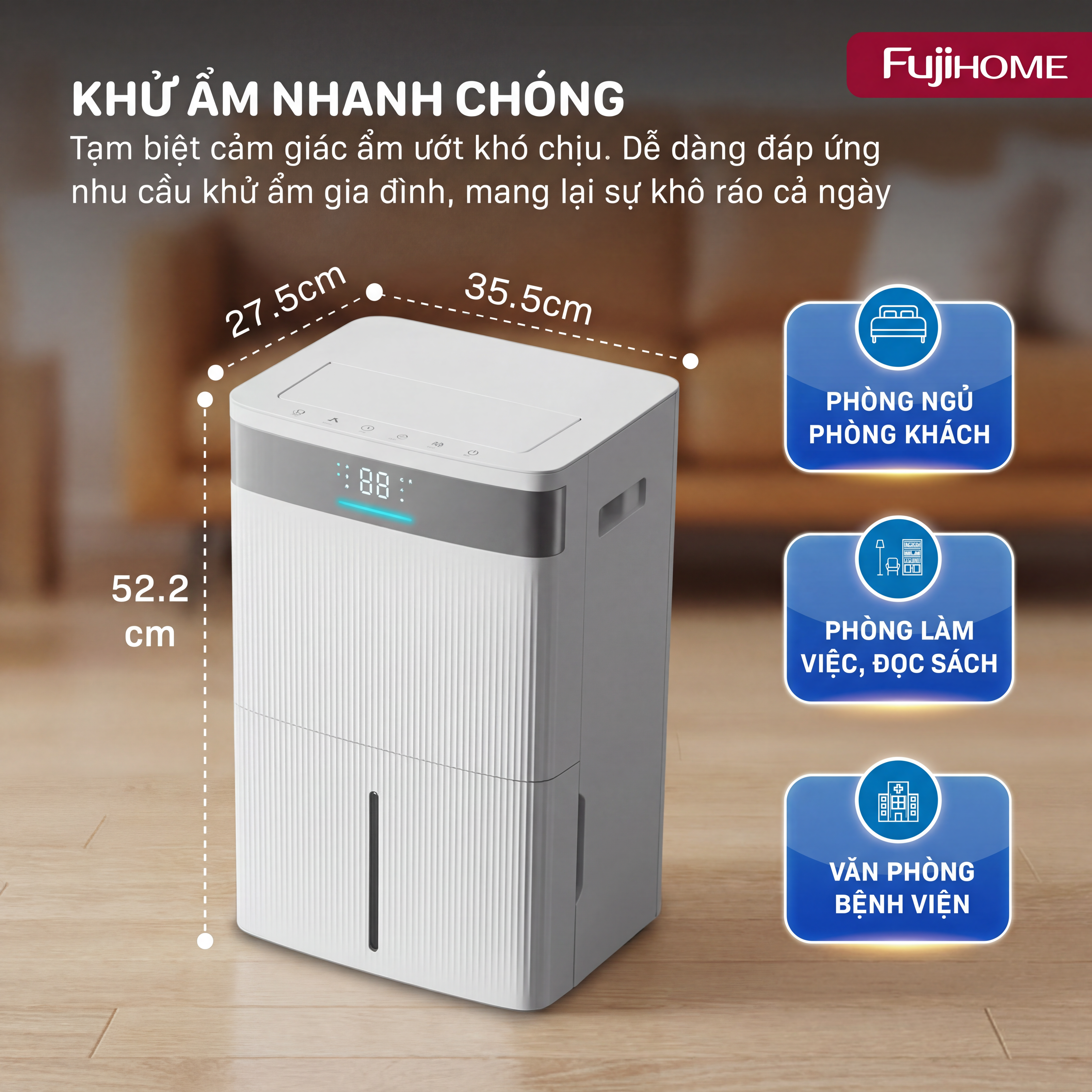 Máy hút ẩm dân dụng Fujihome DH30NW
