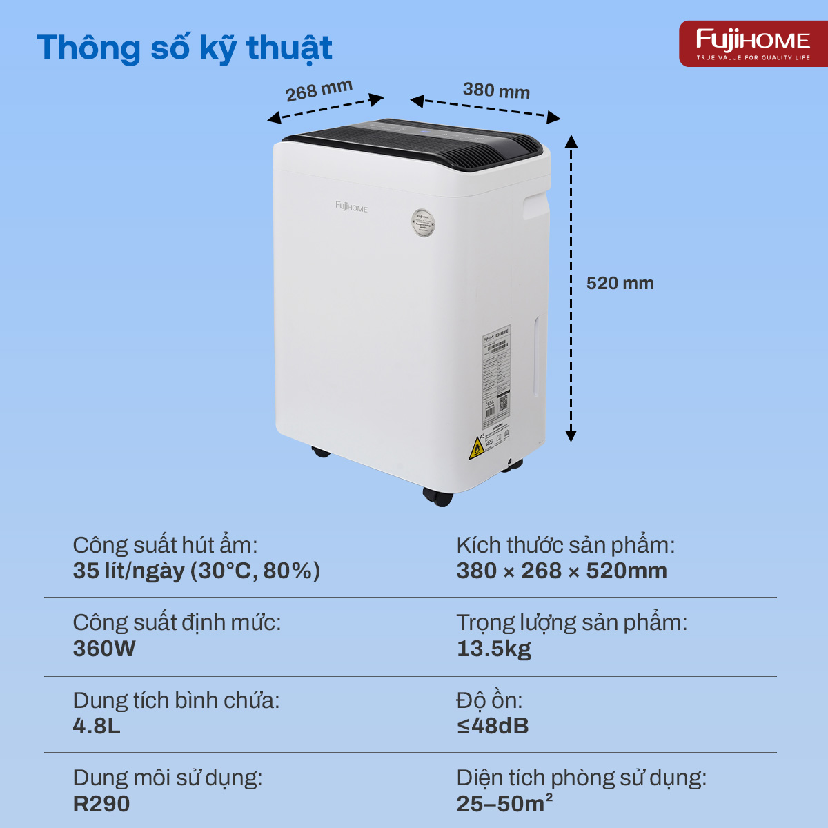Máy hút ẩm Fujihome DH35-HEPA