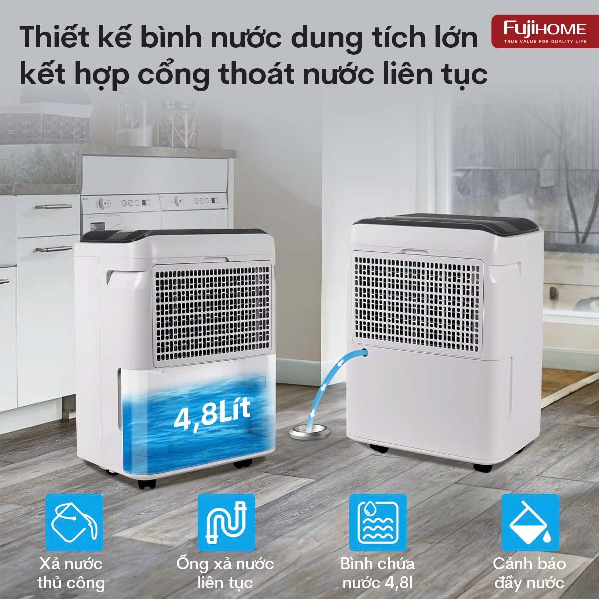 Máy hút ẩm dân dụng Fujihome DH35W-HEPA