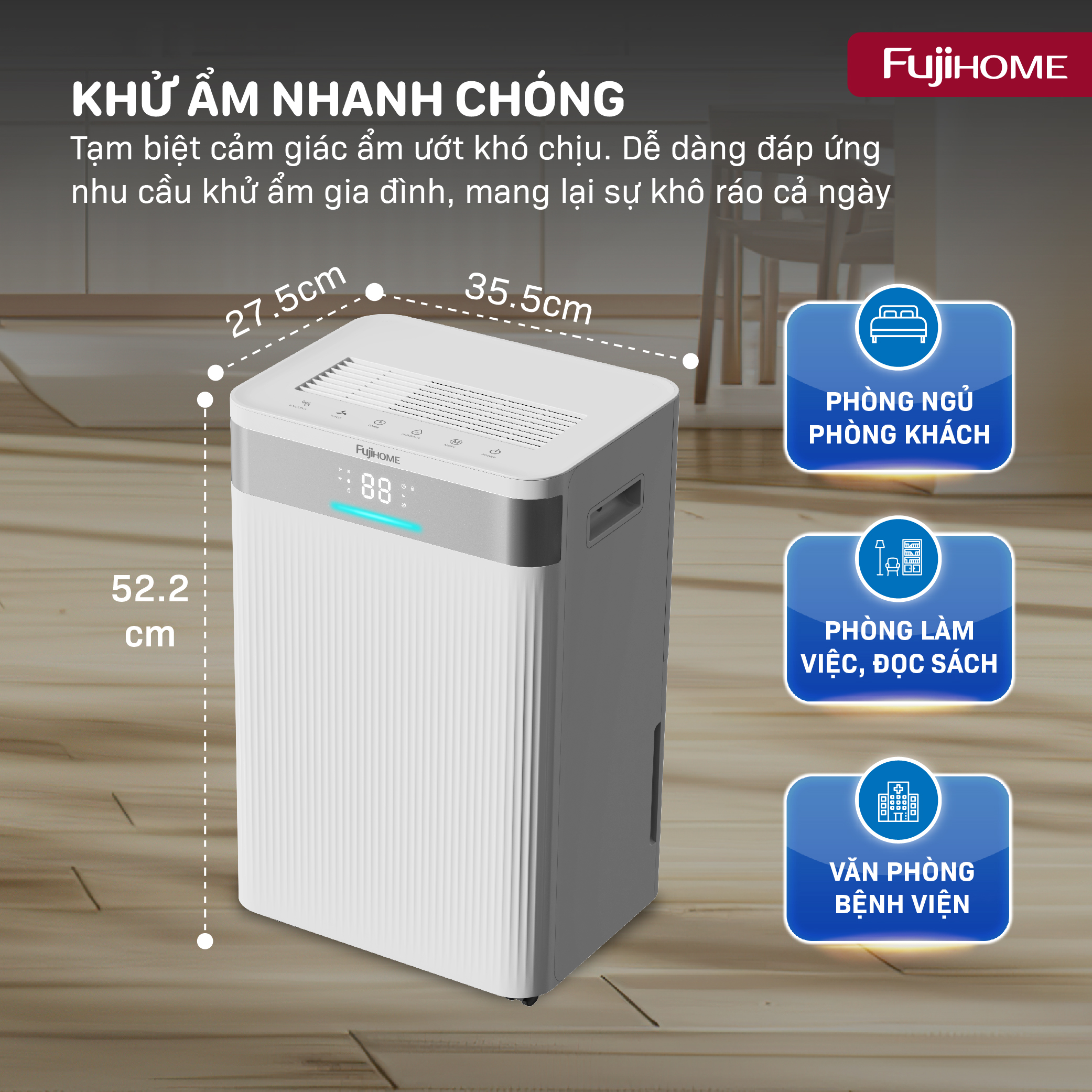 Máy hút ẩm dân dụng Fujihome DH40NW