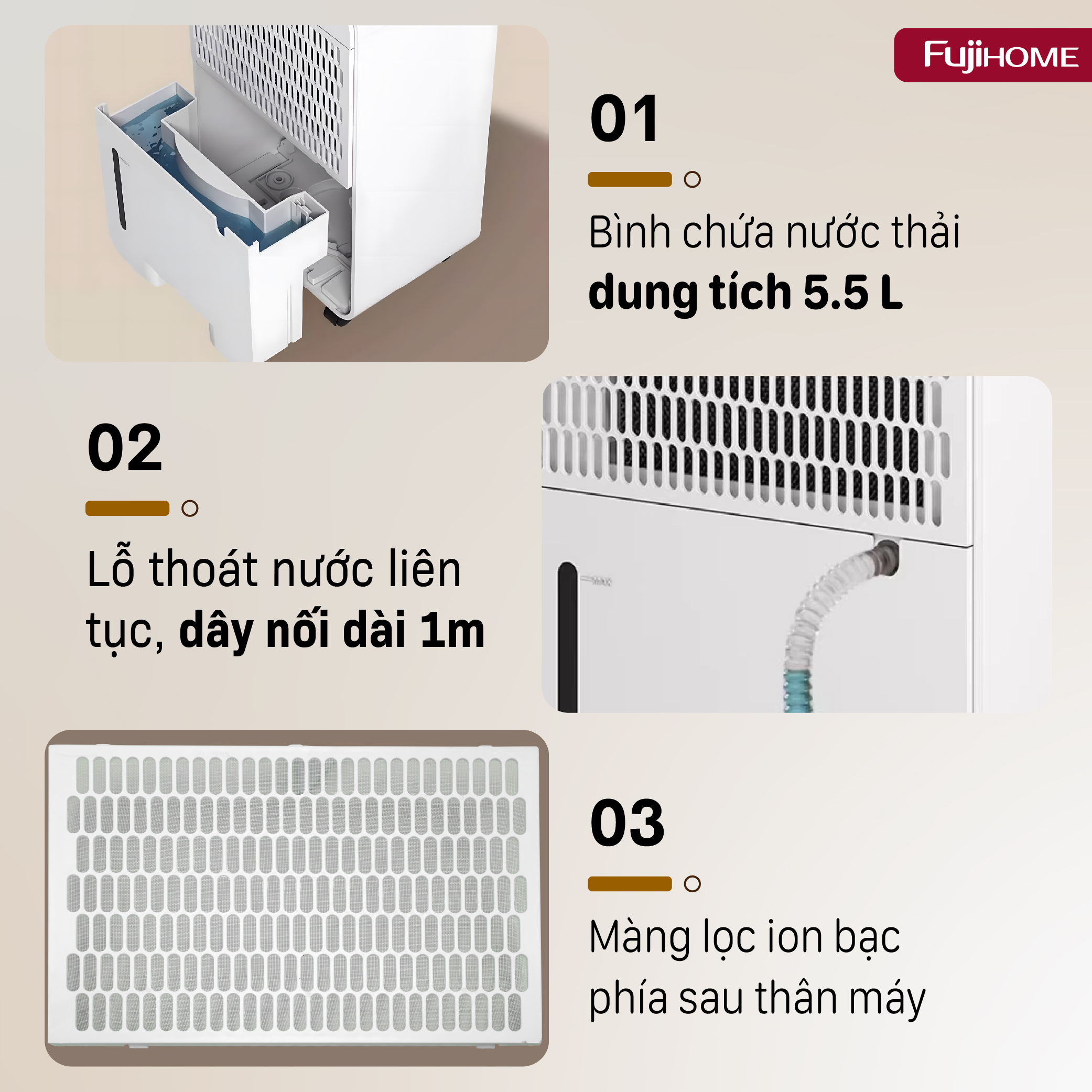 Máy hút ẩm dân dụng Fujihome DH40NW