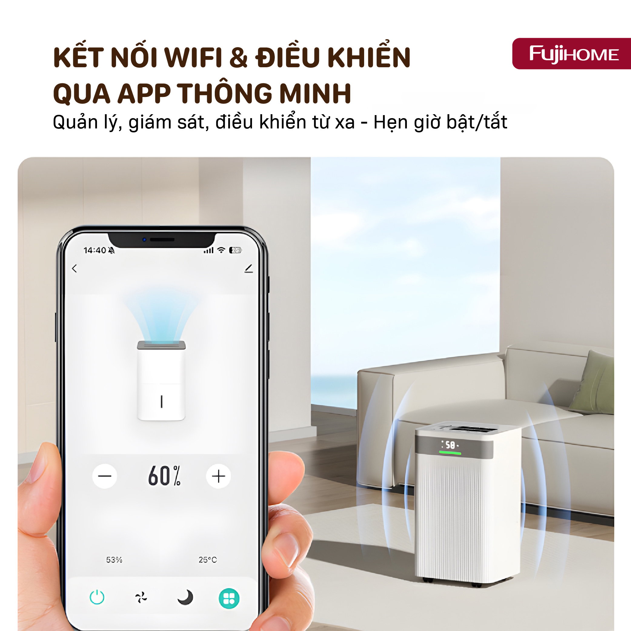 Máy hút ẩm dân dụng Fujihome DH40NW