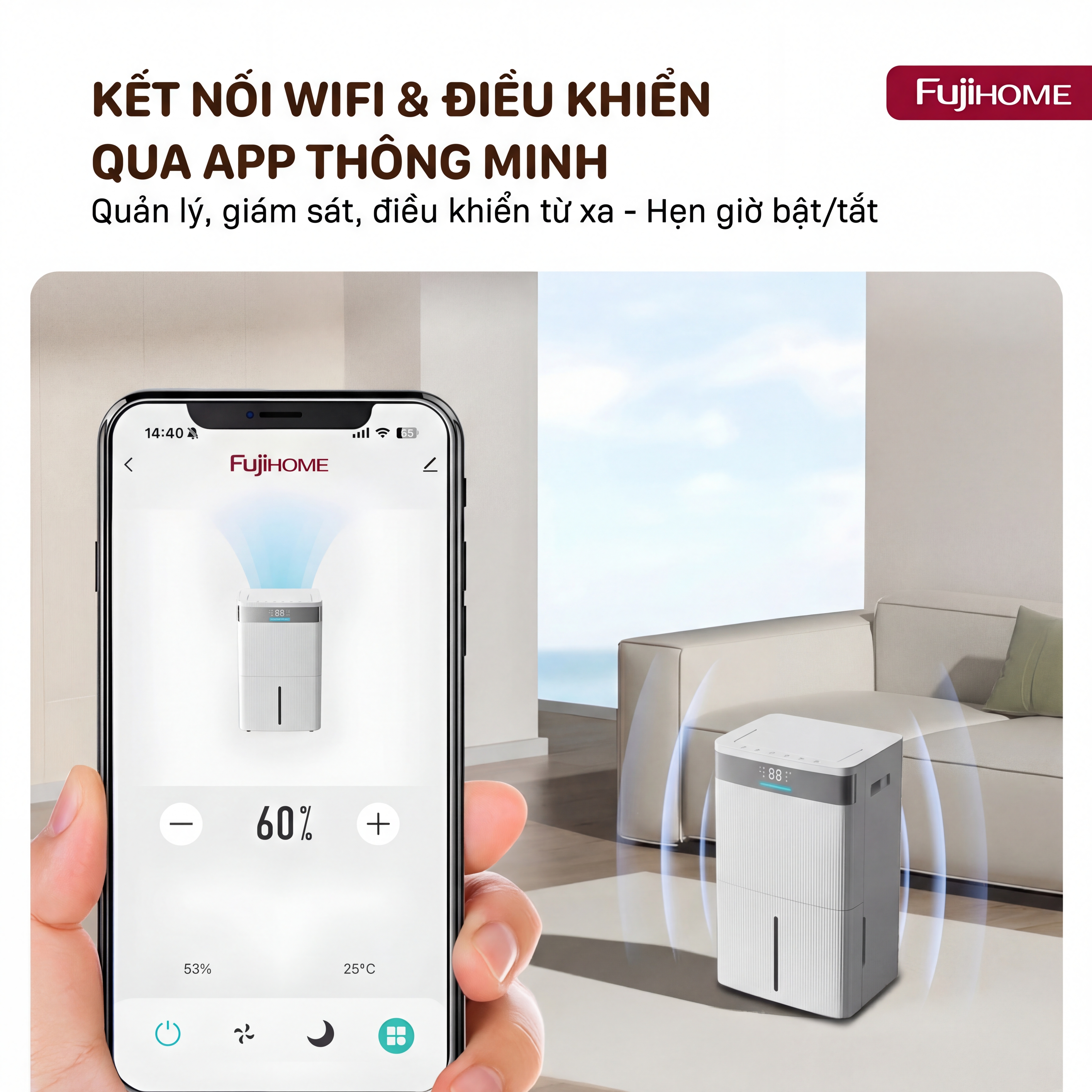 Máy hút ẩm dân dụng Fujihome DH40NW