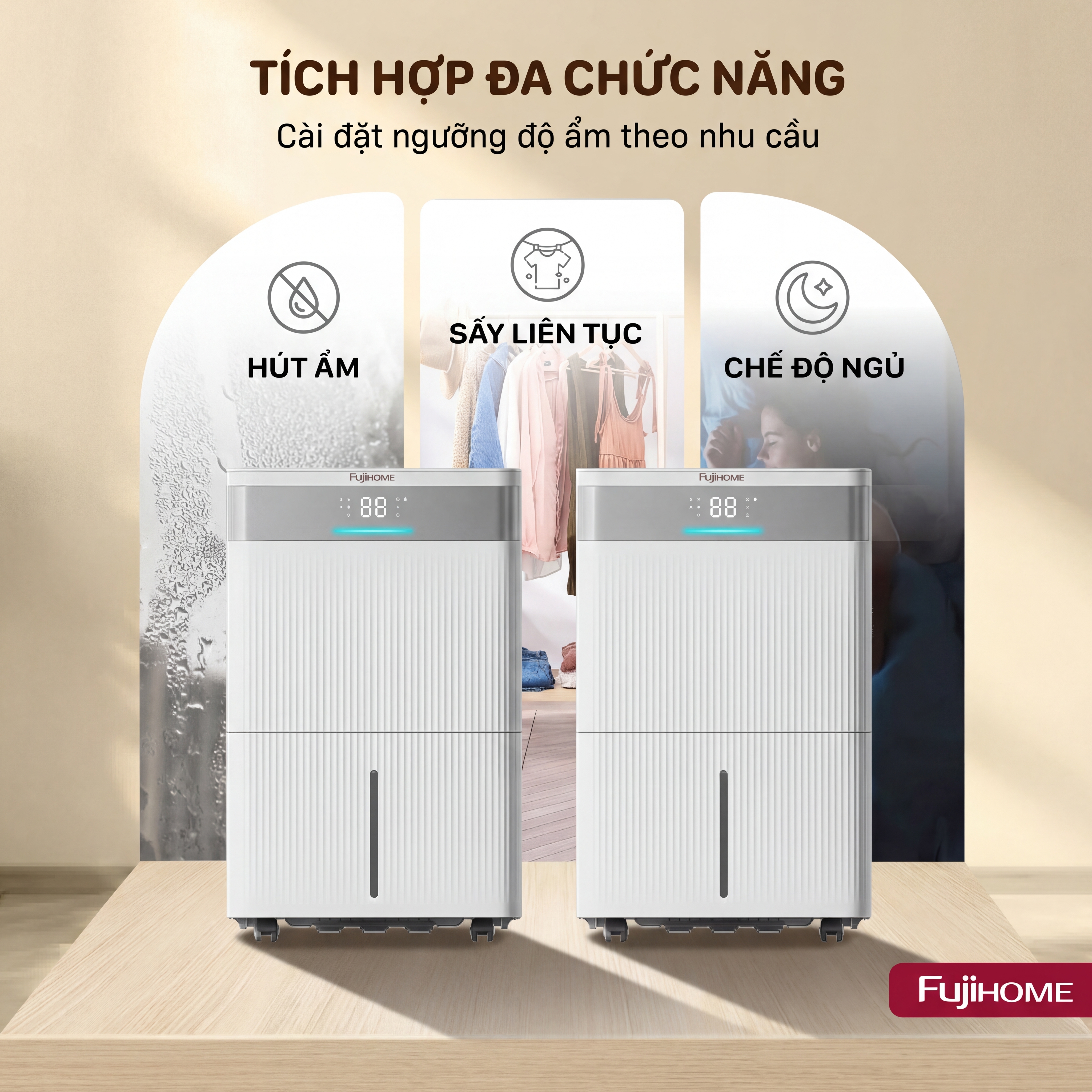 Máy hút ẩm dân dụng Fujihome DH40NW