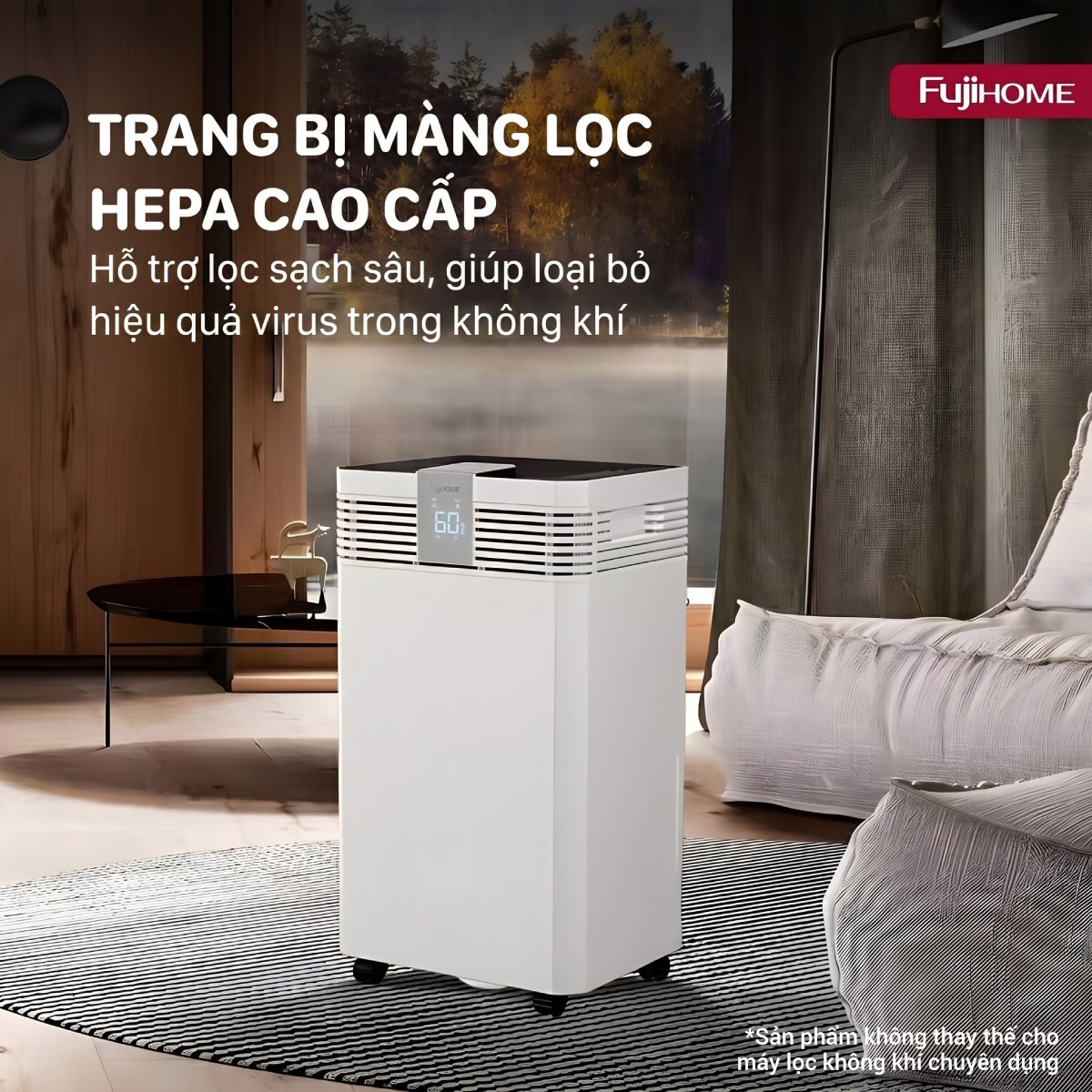 Máy hút ẩm công suất lớn Fujihome DH60W-HEPA