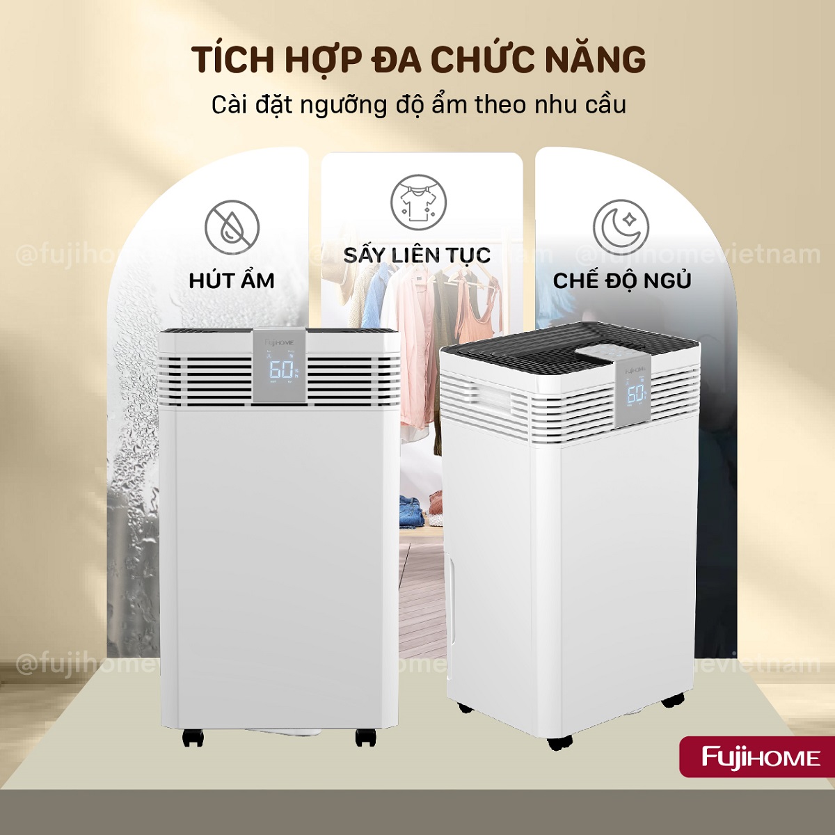 Máy hút ẩm công suất lớn Fujihome DH60W-HEPA