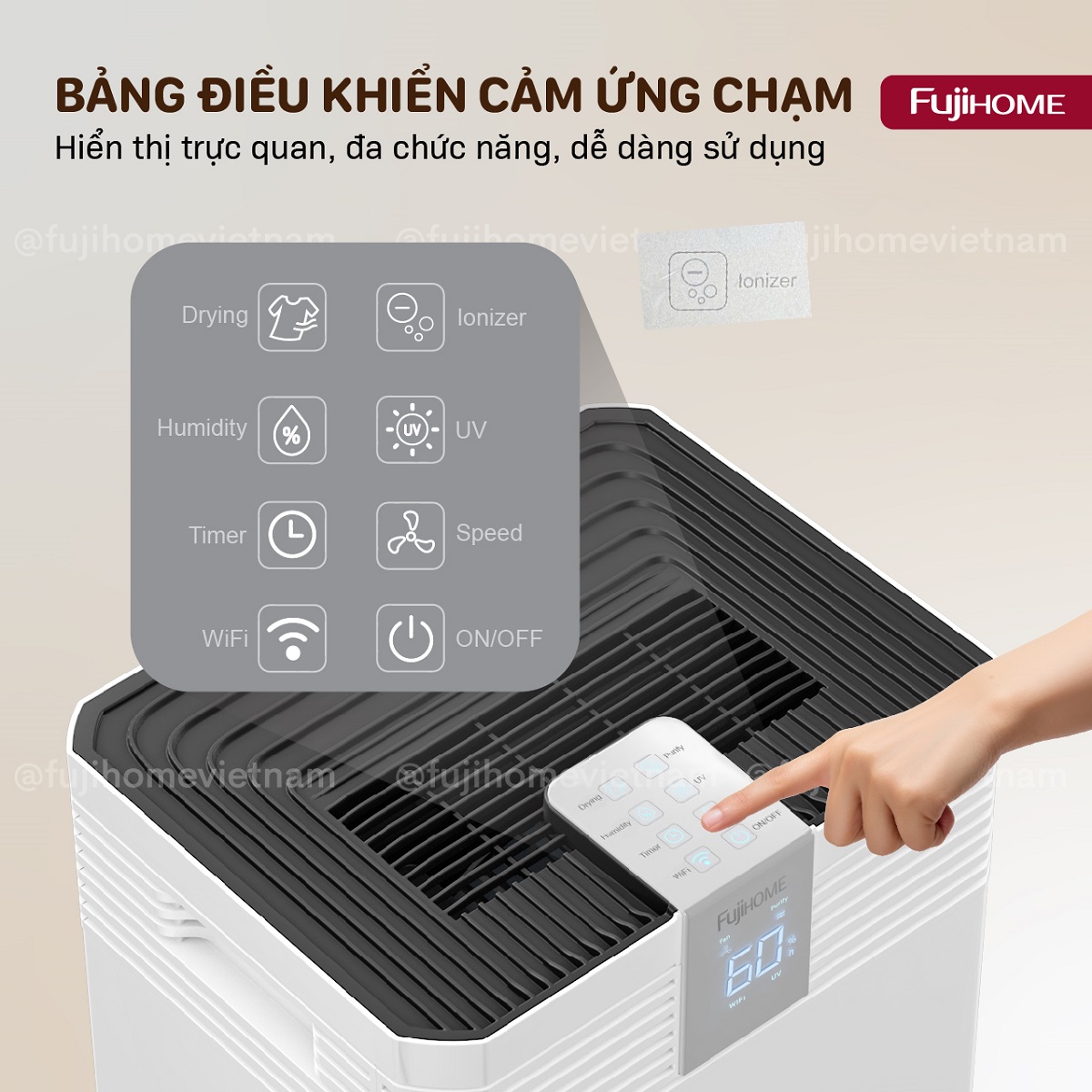 Máy hút ẩm công suất lớn Fujihome DH60W-HEPA