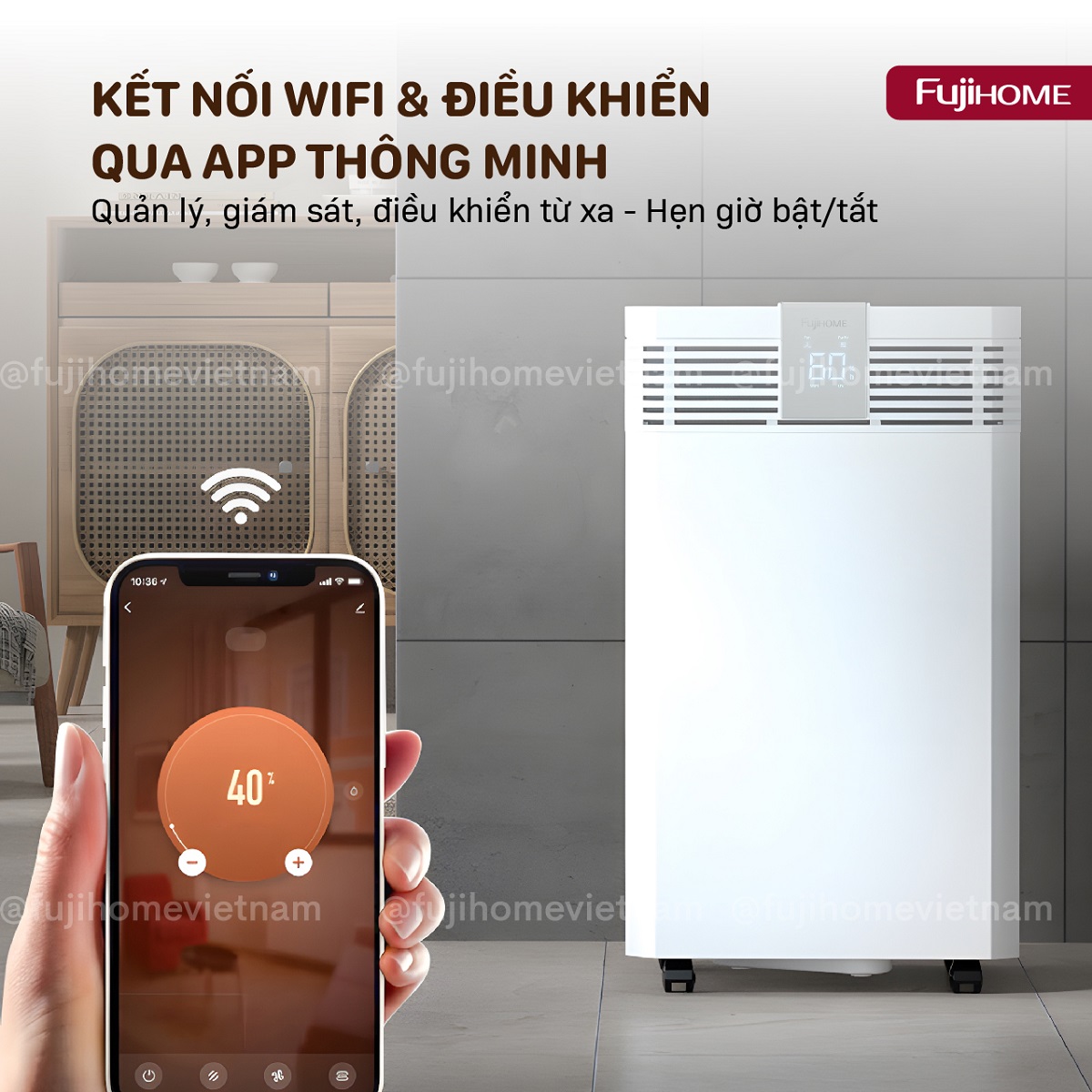 Máy hút ẩm công suất lớn Fujihome DH60W-HEPA