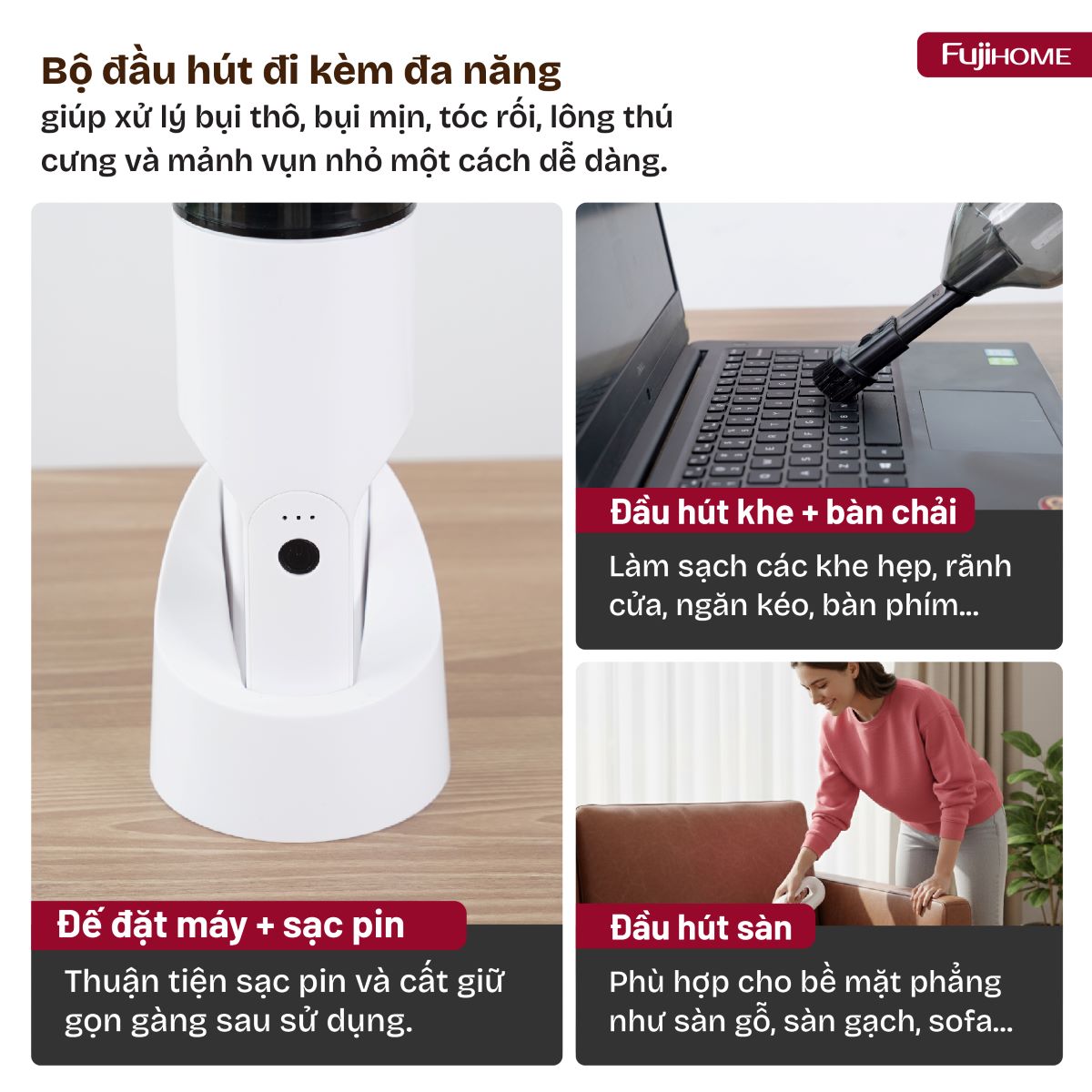 Máy hút bụi cầm tay không dây Fujihome VC01