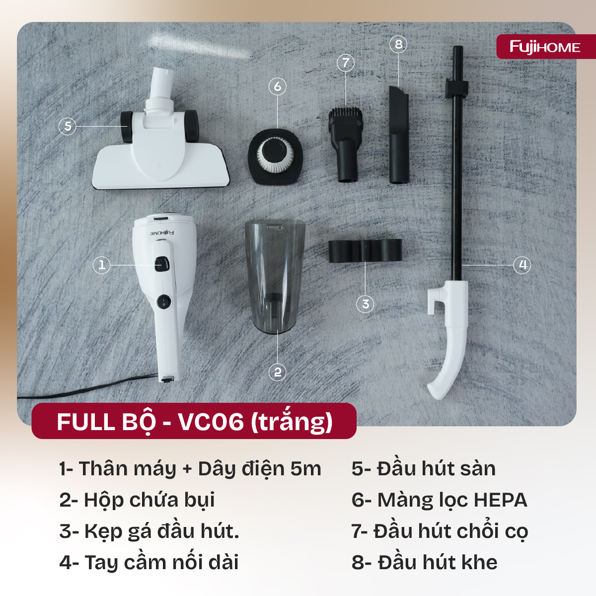 Máy hút bụi cầm tay Fujihome VC06