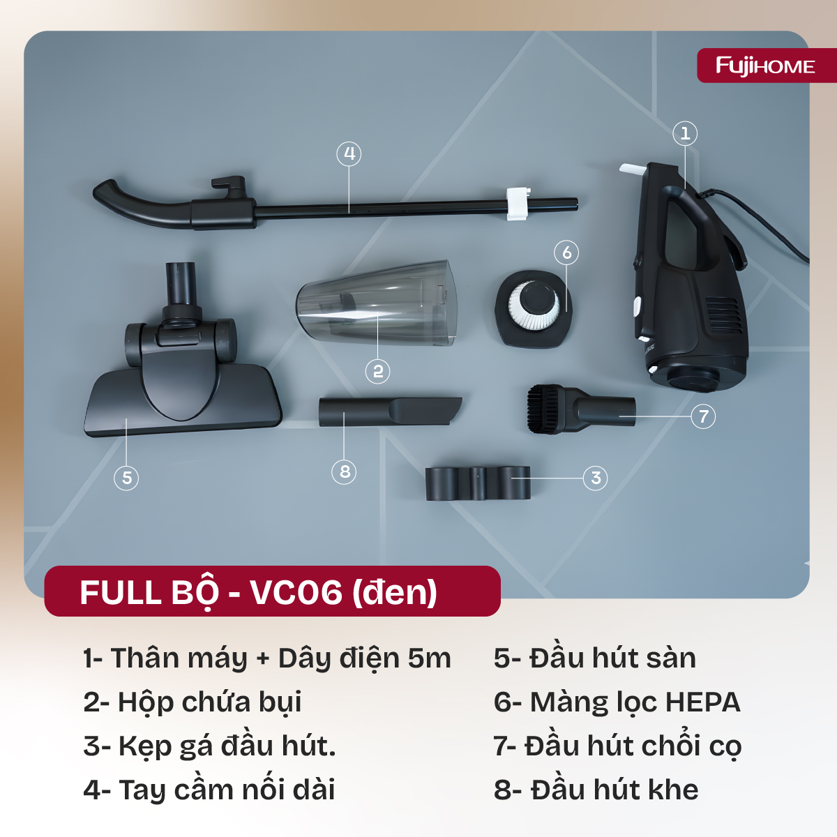 Máy hút bụi cầm tay Fujihome VC06