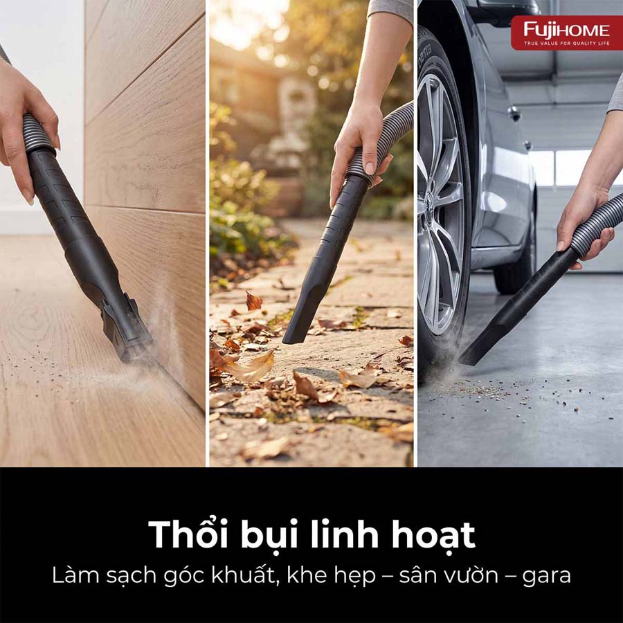 Máy hút bụi khô & ướt nhỏ gọn, mạnh mẽ cho mọi nhu cầu làm sạch Fujihome VC10N