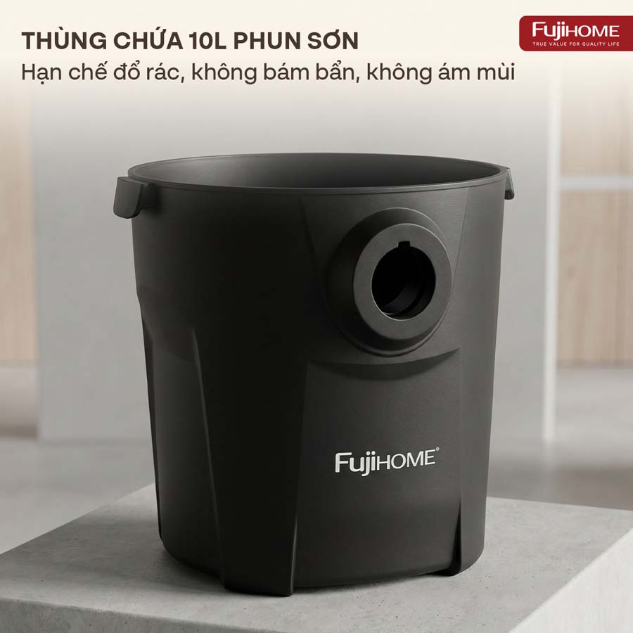 Máy hút bụi khô & ướt nhỏ gọn, mạnh mẽ cho mọi nhu cầu làm sạch Fujihome VC10N