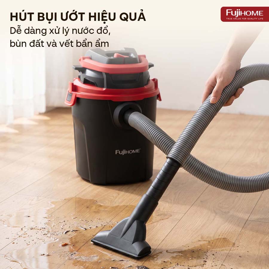 Máy hút bụi khô & ướt nhỏ gọn, mạnh mẽ cho mọi nhu cầu làm sạch Fujihome VC10N