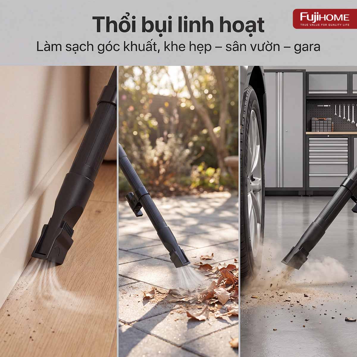 Máy hút bụi khô & ướt nhỏ gọn, mạnh mẽ cho mọi nhu cầu làm sạch Fujihome VC12N