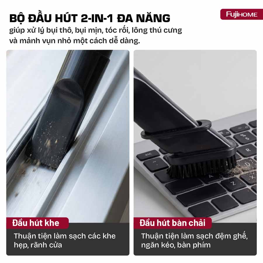 Máy hút bụi khô & ướt nhỏ gọn, mạnh mẽ cho mọi nhu cầu làm sạch Fujihome VC15N