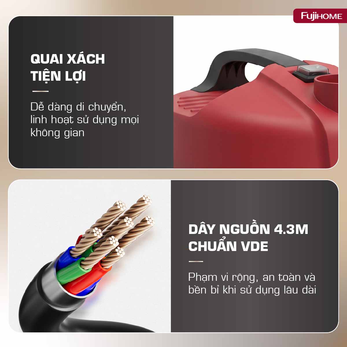 Máy hút bụi khô & ướt công suất lớn, làm sạch toàn diện Fujihome VC18N