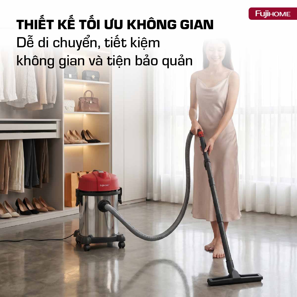 Máy hút bụi khô & ướt công suất lớn, làm sạch toàn diện Fujihome VC18N