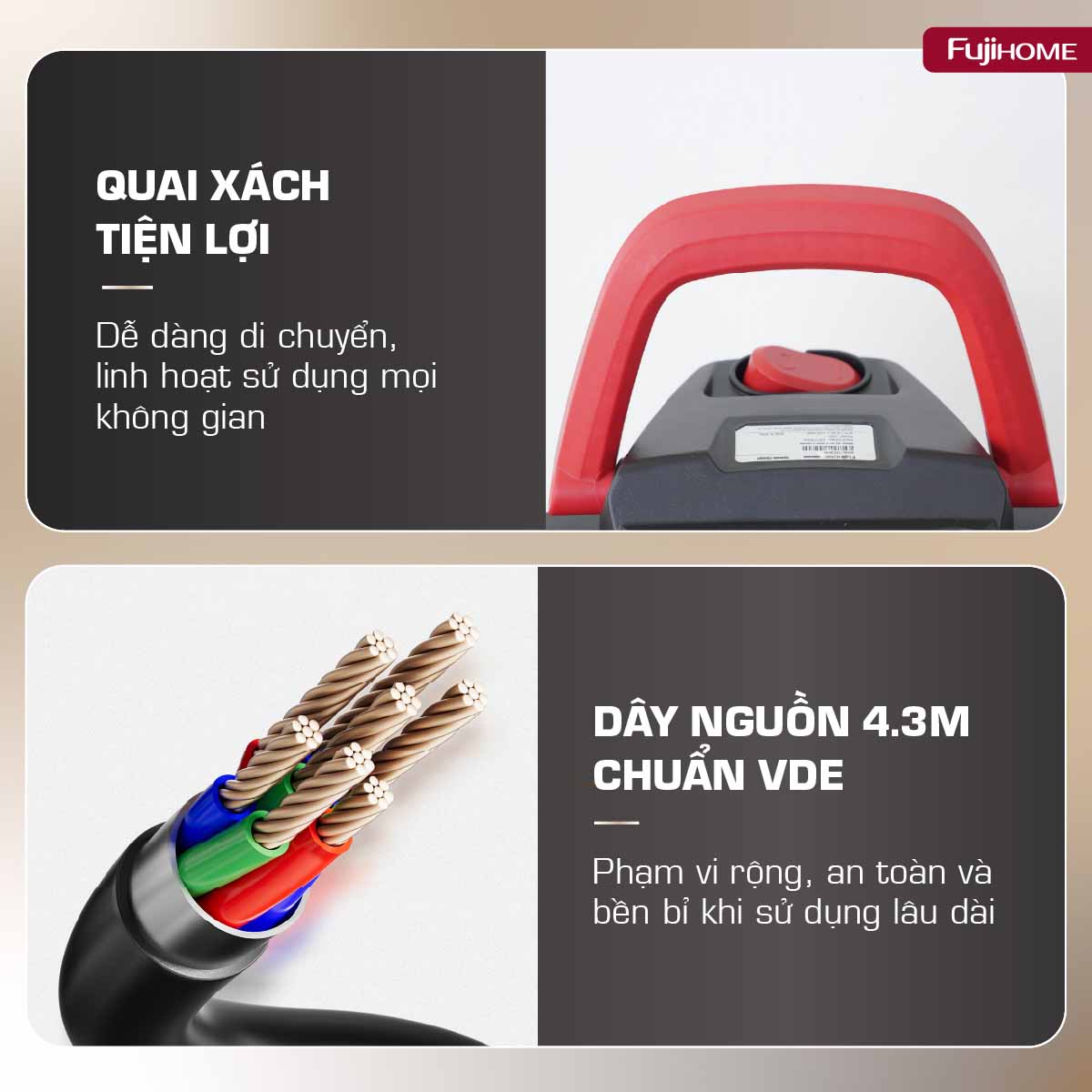Máy hút bụi khô & ướt dung tích lớn, làm sạch mạnh mẽ Fujihome VC20N