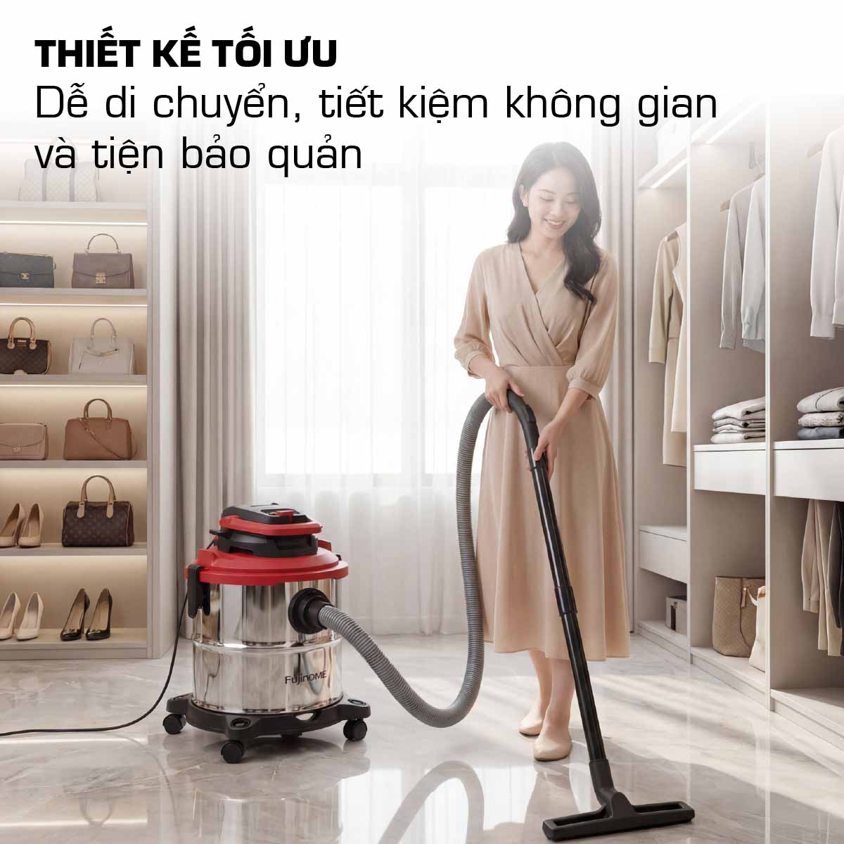 Máy hút bụi khô & ướt dung tích lớn, làm sạch mạnh mẽ Fujihome VC20N