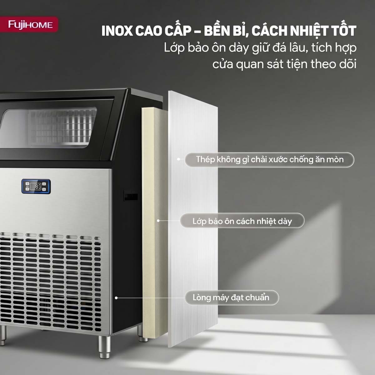 Máy làm đá thương mại tích hợp lọc nước UF Fujihome IM120 chuẩn sạch cho kinh doanh hiện đại