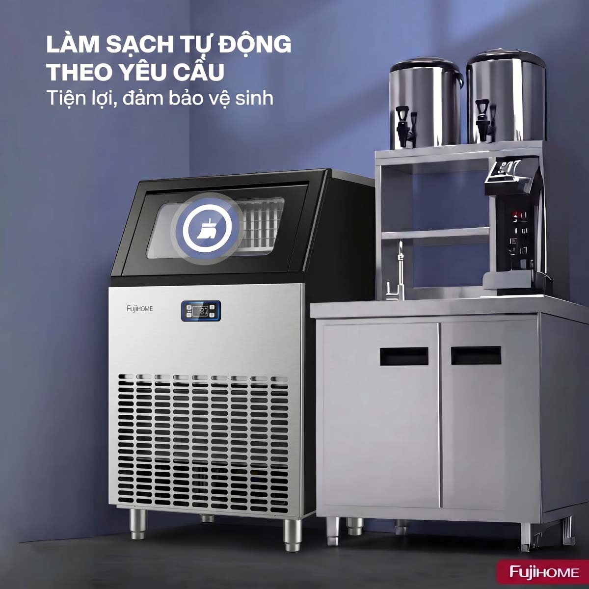Máy làm đá thương mại tích hợp lọc nước UF Fujihome IM120 chuẩn sạch cho kinh doanh hiện đại