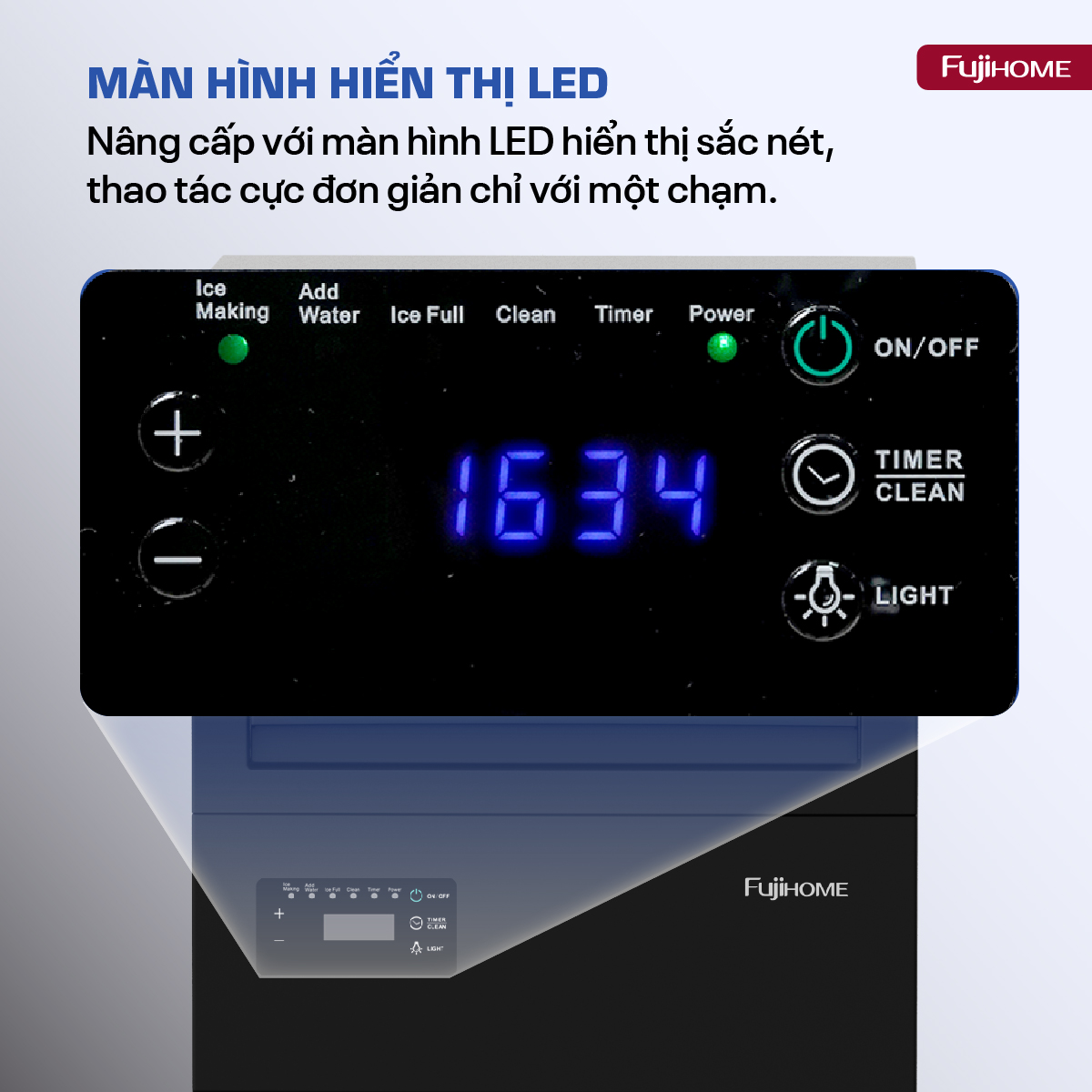 Máy làm đá thương mại kèm lọc nước UF Fujihome IM45C