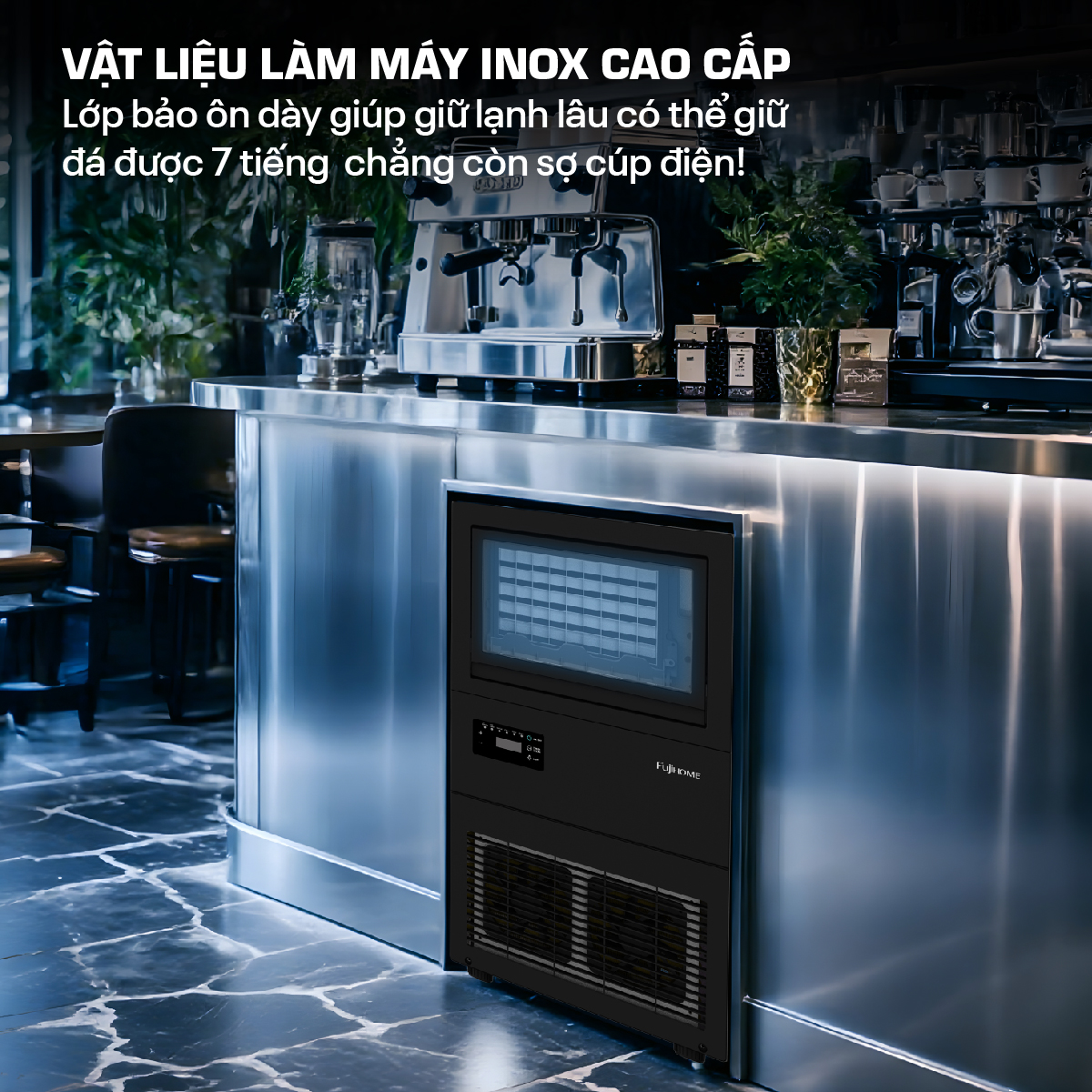Máy làm đá thương mại kèm lọc nước UF Fujihome IM45C