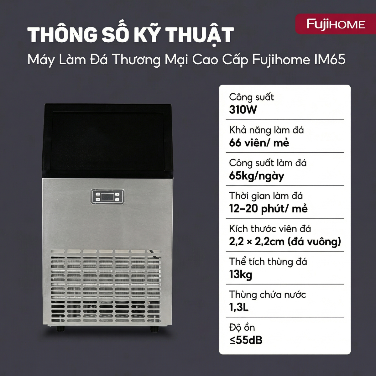 Máy Làm Đá Thương Mại Cao Cấp Fujihome IM65