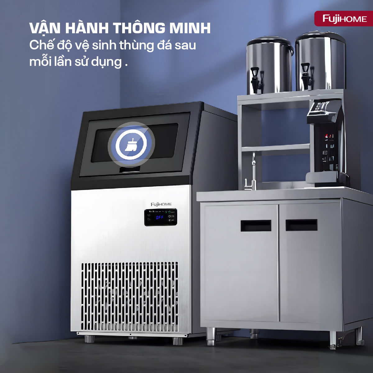 Máy làm đá thương mại kèm lọc nước UF Fujihome IM70C