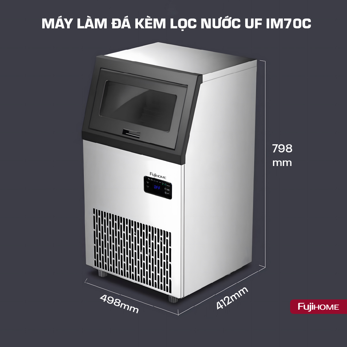 Máy làm đá thương mại kèm lọc nước UF Fujihome IM70C
