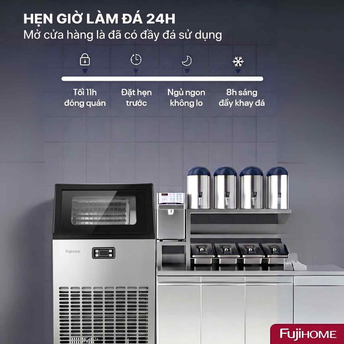 Máy làm đá thương mại tích hợp lọc nước UF Fujihome IM90