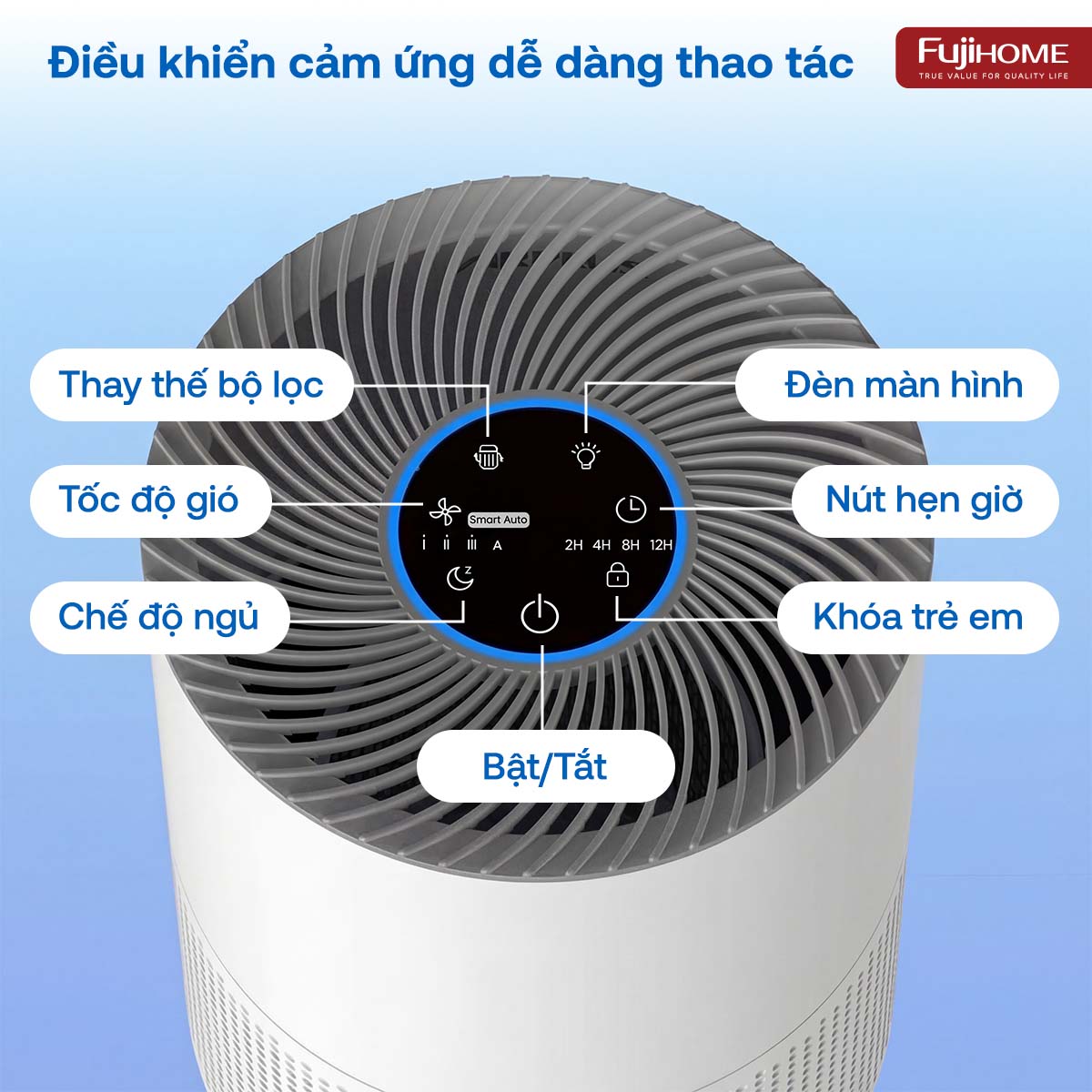 Máy lọc không khí Fujihome AP5COMPACT kết nối Wifi thông minh
