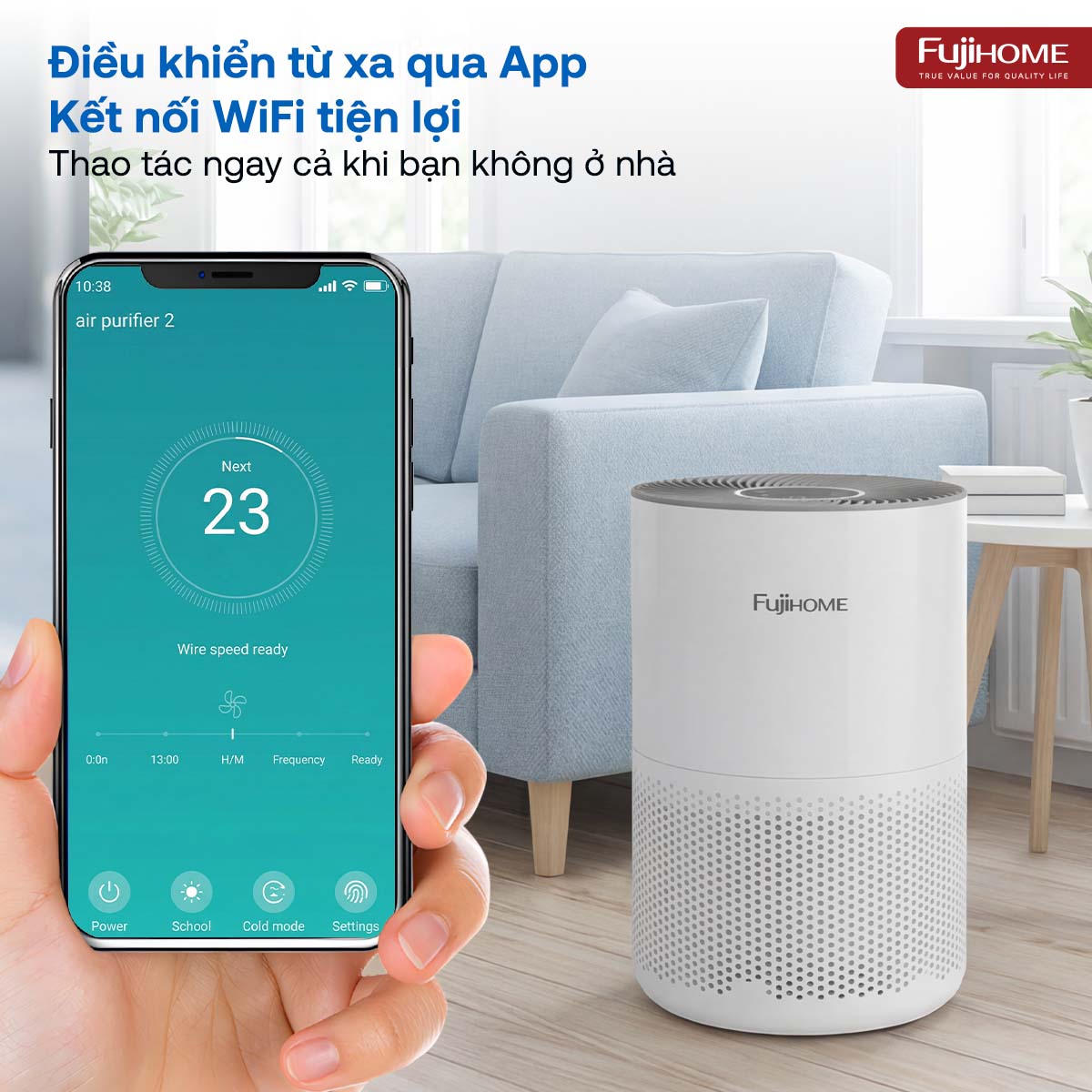 Máy lọc không khí Fujihome AP5COMPACT kết nối Wifi thông minh