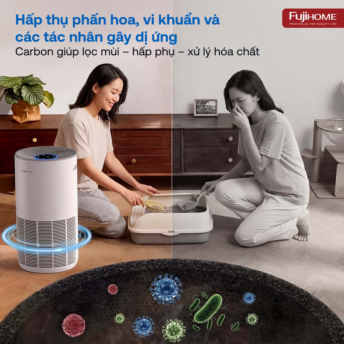 Máy lọc không khí Fujihome AP5GRAND kết nối Wifi thông minh