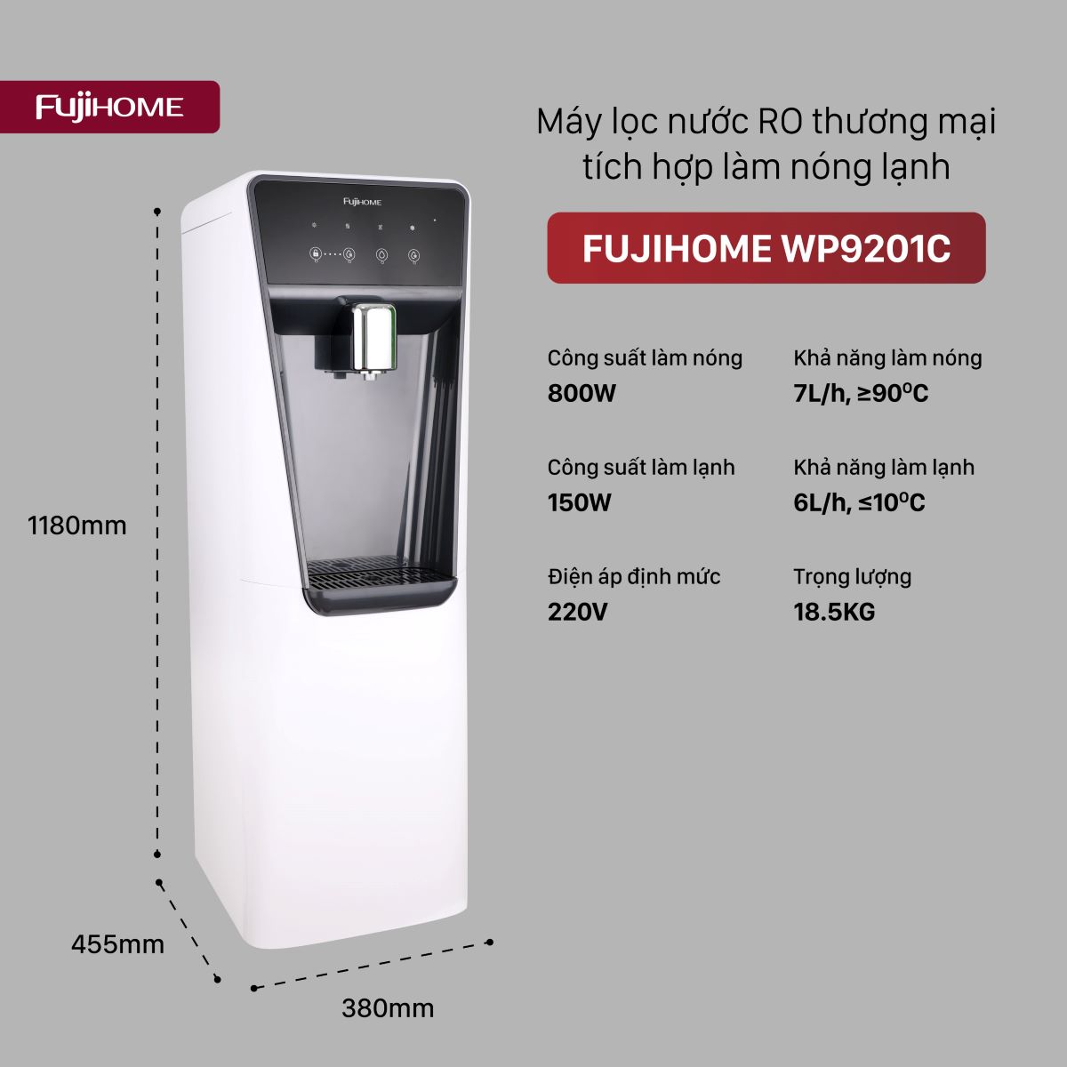 Máy lọc nước RO thương mại tích hợp làm nóng lạnh Fujhome WP9201C