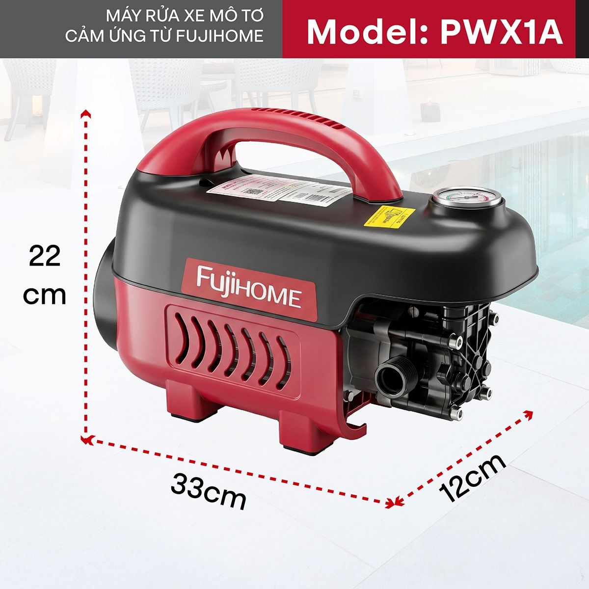 Máy rửa xe mô tơ cảm ứng từ FujiHOME PWX1A