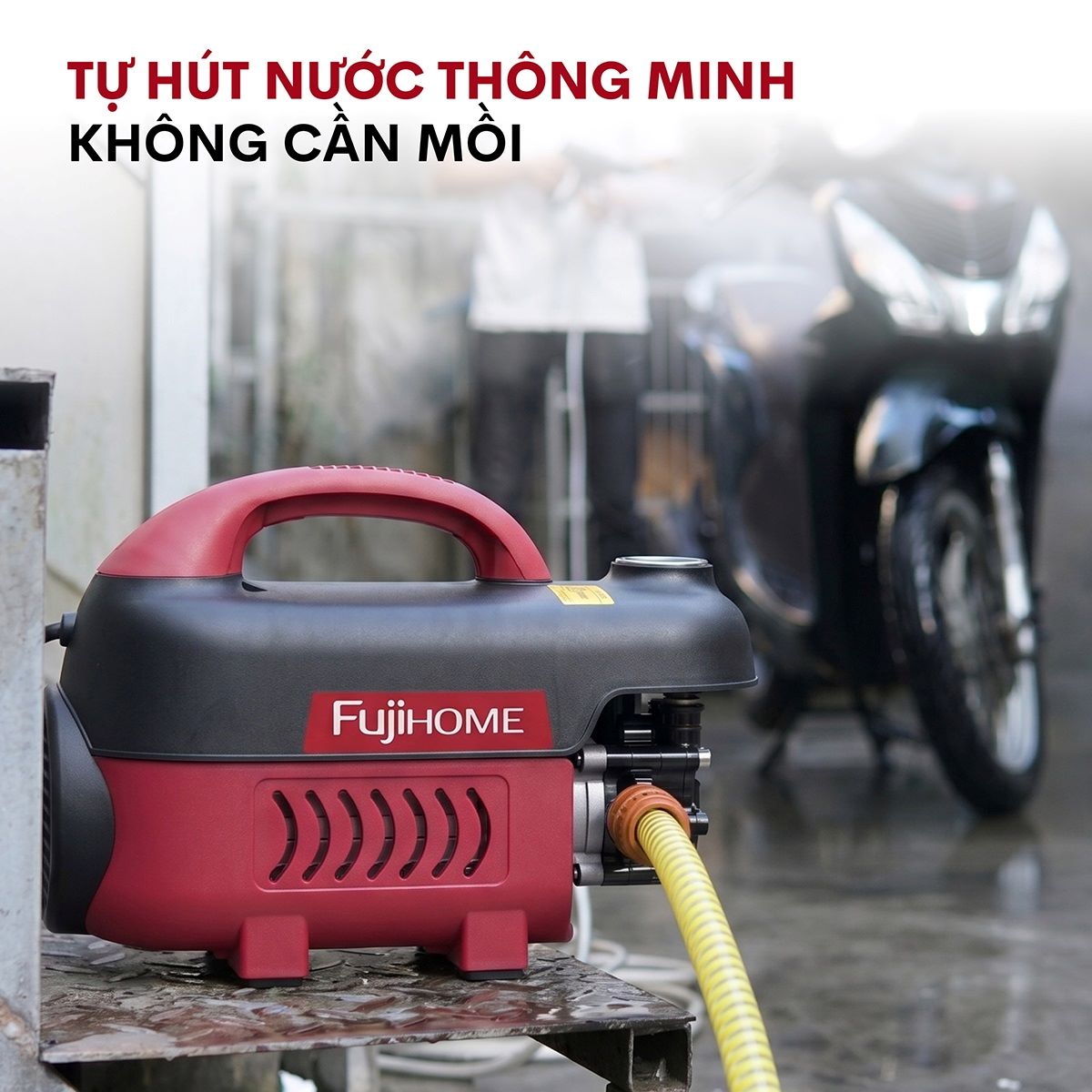 Máy rửa xe mô tơ cảm ứng từ FujiHOME PWX1AJ (có đồng hồ áp và chỉnh áp)
