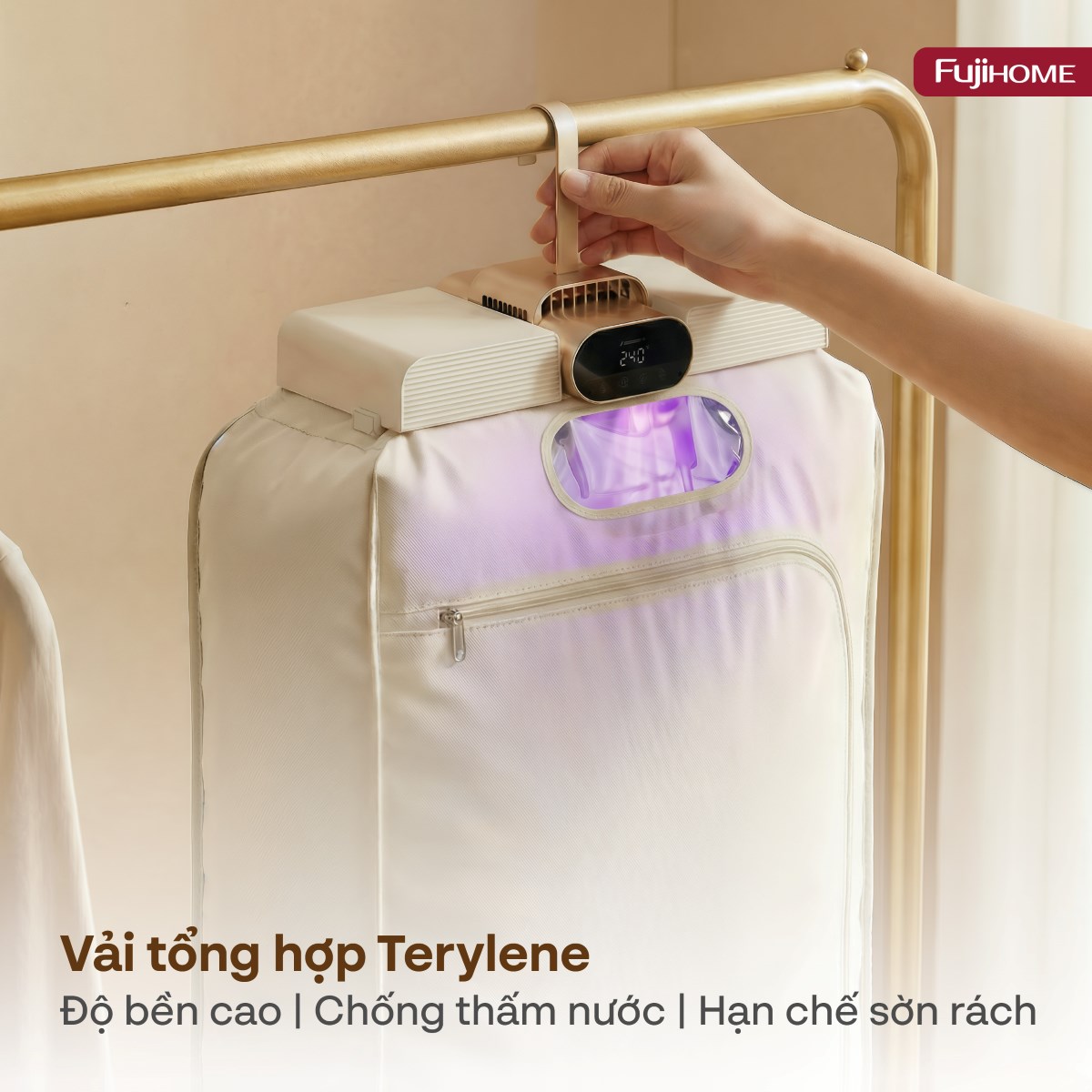 Máy sấy quần áo, khử trùng UV gấp gọn Fujihome FCD16