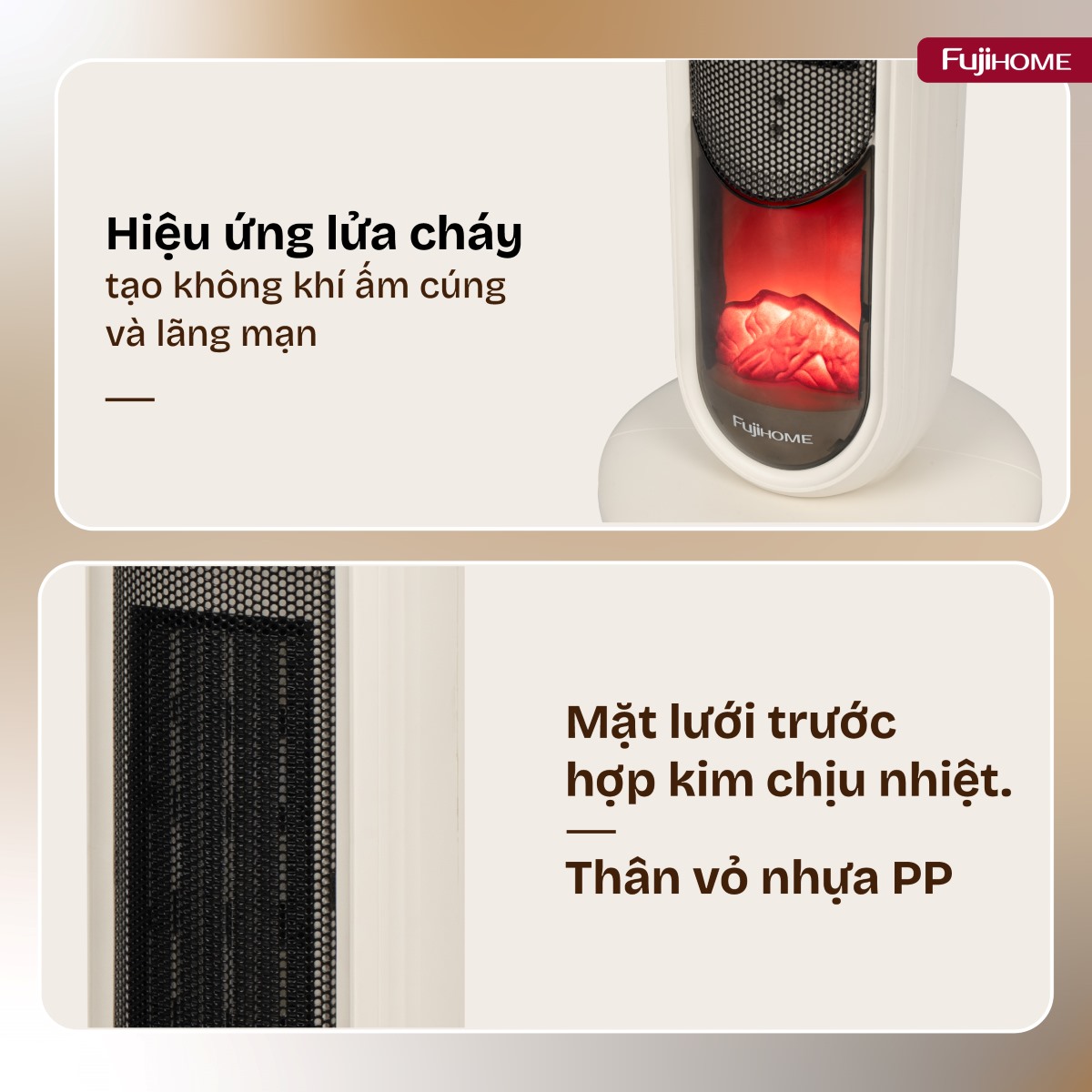 Quạt sưởi gốm điều khiển bằng giọng nói Fujihome FH202