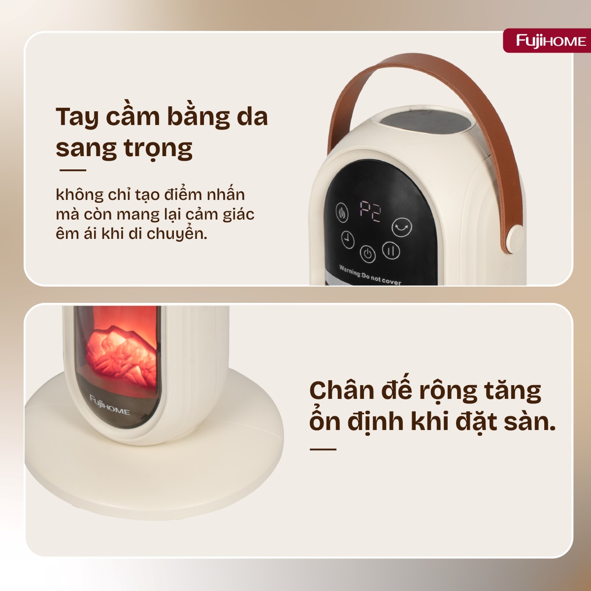 Quạt sưởi gốm điều khiển bằng giọng nói Fujihome FH202