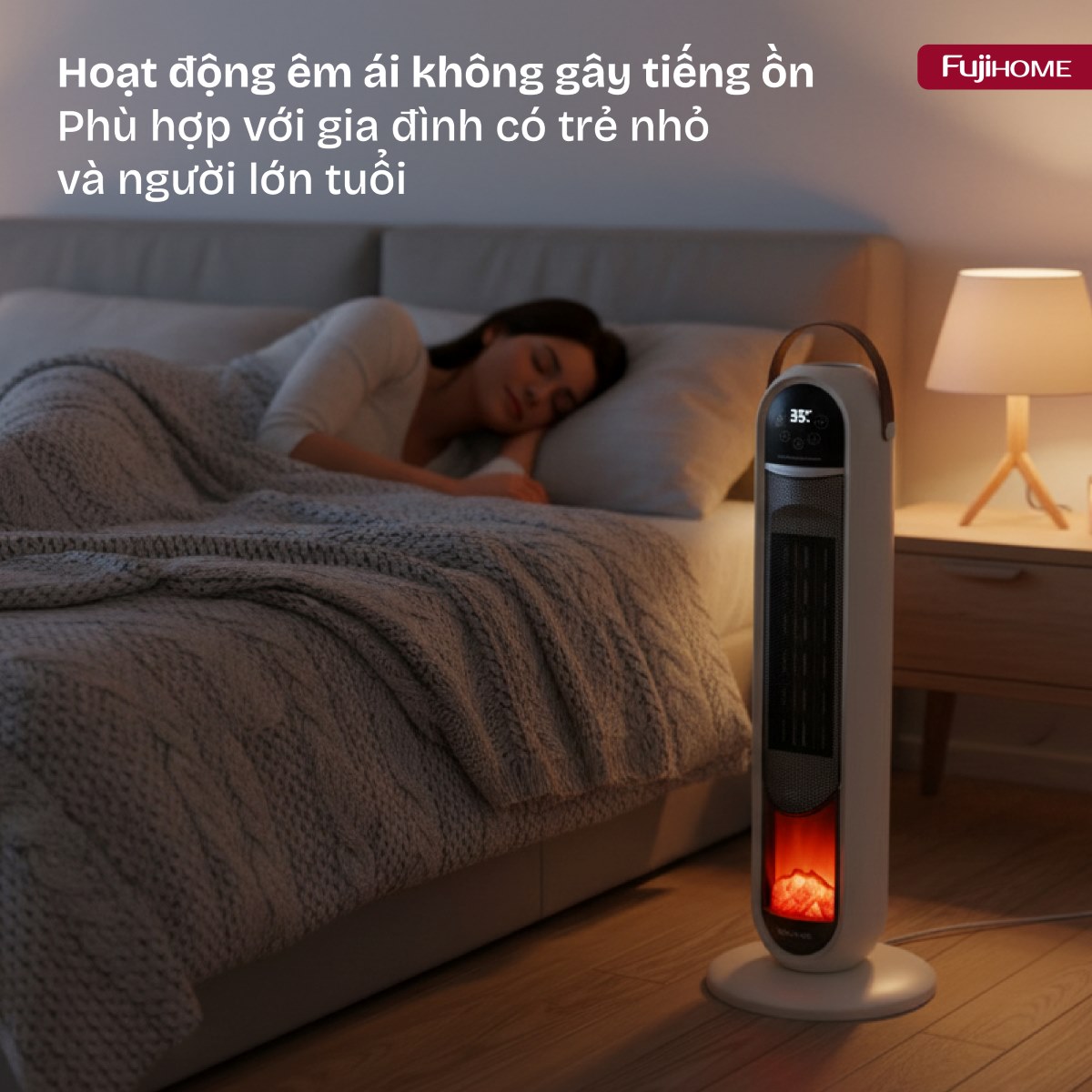 Quạt sưởi gốm điều khiển bằng giọng nói Fujihome FH202