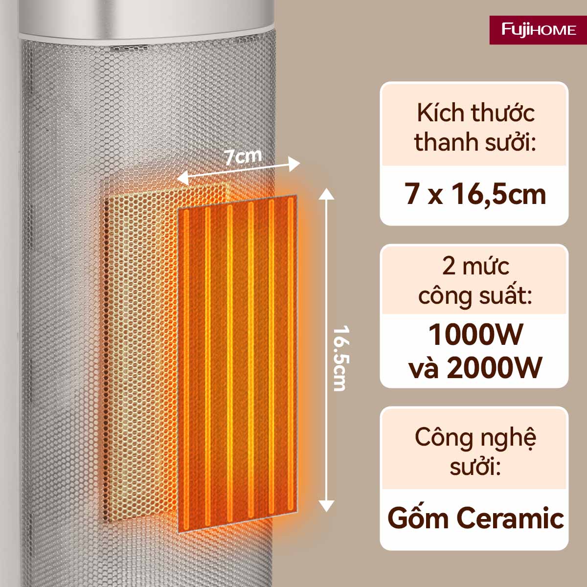 Quạt sưởi gốm Fujihome FH3100M