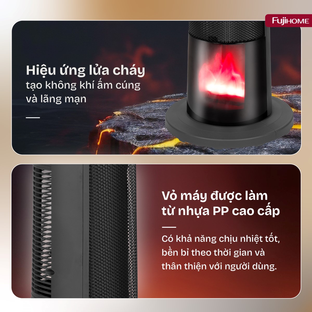 Quạt sưởi gốm điều khiển bằng giọng nói Fujihome FH3303