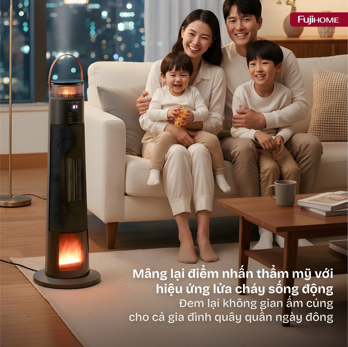 Quạt sưởi gốm điều khiển bằng giọng nói Fujihome FH3303